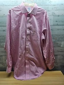 BROOKS BROTHERS CLASSIC LONG SLEEVE DRESS SHIRT - PINK/WHITE CHECK - SIZE 16-34 - Picture 1 of 3