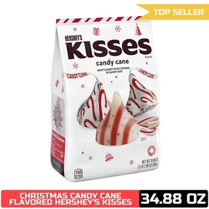 HERSHEY'S KISSES Candy Cane Flavored, Christmas Candy Bulk Bag, 34.88 oz - Picture 1 of 8
