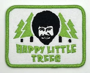 Happy Little Trees Bob Ross Flag Patch Iron Sew On Vintage Style Retro Cap Hat - Picture 1 of 1