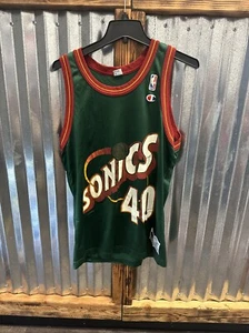 Vintage Champion NBA Seattle Supersonics Green Gary Payton Jersey Men's Size 40 - Picture 1 of 9
