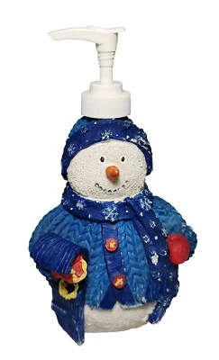 Bomba dispensadora de jabón líquido escarchado muñeco de nieve 3D de colección azul probado funciona Navidad usado en excelente estado Foto 1 de 4