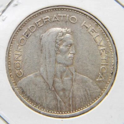 SWITZERLAND, pre-WW2 1932-B silver 5 Francs; toned XF - Image 1 of 2