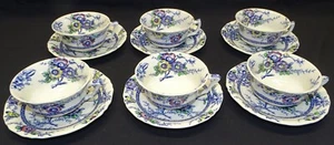 Alfred Meakin Medway Blue Decor Multicolor Set of 6 Cups & Saucers - Picture 1 of 7