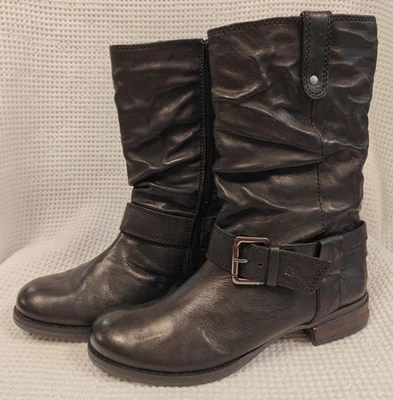 Botas de moto Josef Seibel Sanja 14 para mujer de cuero negro con cremallera en la mitad de la pantorrilla - talla EU 37 Foto 1 de 4
