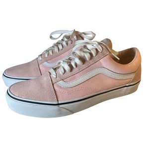 Vans Pink Weiß Old Skool Sneakers Leder Textil Skater Low Top Damen 10 NEU - Bild 1 von 6