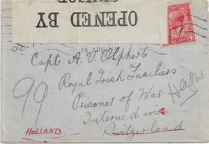 1916 Great Britain to Irish POW Interned in Switzerland, fwd to Holland (C6403) - Picture 1 of 2