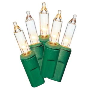 Holiday Time Clear Mini Lights Christmas Tree Indoor Outdoor Green Wire 62.5 FT - Picture 1 of 4