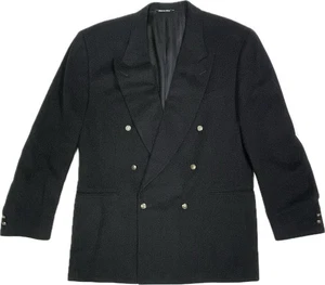 Blazer Canali Para Hombres 54R IT 44R EE. UU. Doble Pecho Pico Solapa Negro Lana Cachemira - Imagen 1 de 11