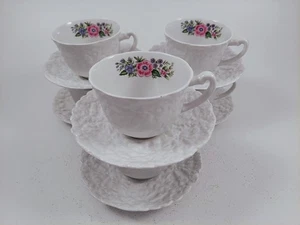 Set of 6 Royal Cauldon England Woodstock Ironstone Coffee Cups & Saucers Rose - Picture 1 of 13