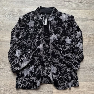 Blazer sin mangas ALEX EVENINGS conjunto de 2 piezas para mujer manga mediana 3/4 floral brillante Foto 1 de 4