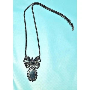 Viktorianischer Stil Gothic Schleife & Edelstein Halskette Halsreif Anhänger schwarz Kette Schmuck - Bild 1 von 6
