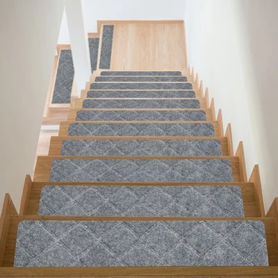 Alfombra antideslizante de 8"x30" para escaleras de madera gris 15 piezas Foto 1 de 4