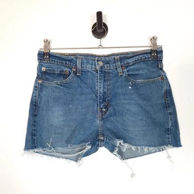 Levi's 511's Denim Shorts Size W32 UK12 Women's Blue Distressed Zip Fly Summer - Image 1 of 2