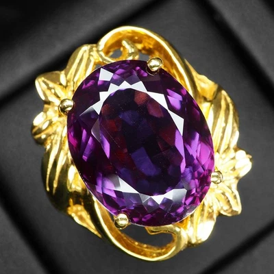 Anillos Boutique Fucsia Púrpura Espinela 22.20Ct Plata de Ley 925 Chapados en Oro 24K Foto 1 de 4