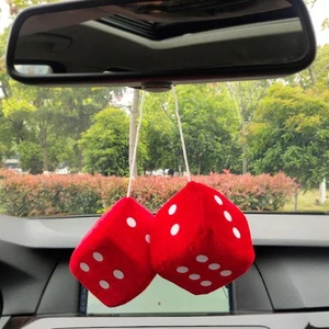 1 Pair Fuzzy Dice Dots Rear View Mirror Hanger Decoration Car Styling - Bild 1 von 31