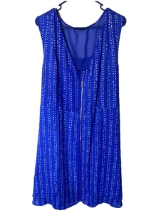 Rebel Wilson Angels Womens Plus Size Dress Blue Sleeveless 3X Zipper Vneck Ties - Picture 1 of 7
