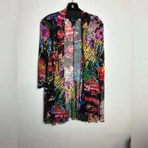 Ali Miles Strickjacke Kimono Boho Blumen Biene Stoff atmungsaktiv Gr. L mehrfarbig - Bild 1 von 11