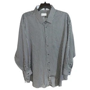 Robert Graham Shirt Men’s Size 20 34/35 Black White Stripes Button Front - Picture 1 of 10