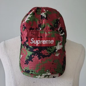 SUPREME Red Camo Ripstop Military Box Logo Hat 5-panel AUTHENTIC Cap - Picture 1 of 8