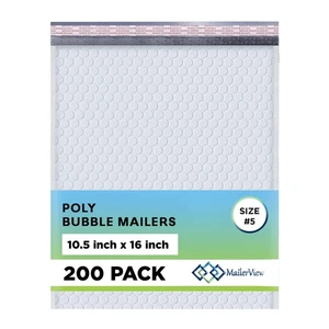 Weiße 10,5x16 Zoll große Poly Luftpolster Versandtaschen #5 | Gepolsterte Umschläge mit Selbstsee - Bild 1 von 9
