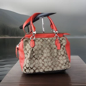 Authentic Coach Signature Christie Satchel Handbag G58291 Tangerine/Beige/Brown - Picture 1 of 10