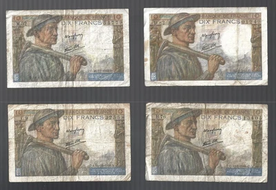 France 🎯1942 or 1944 Banque De France .. 1x 10 francs .. ONE note  ✨ lot #5010 - Image 1 of 4