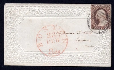 US 1850s SCOTT #10A ORANGE BROWN OXIDIZED TO DARK BROWN TYPE II TIED - Image 1 of 2