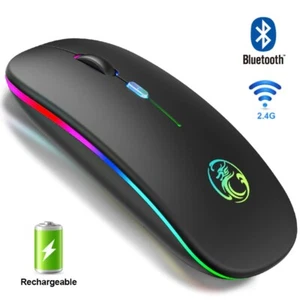 Wireless Mouse Bluetooth RGB Rechargeable Mouse Wireless Computer Silent Mouse - Picture 1 of 10