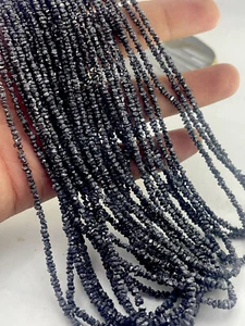 Schwarze Diamanten grob ungeschliffener Edelstein 100 % natürlicher echter Rohdiamant 16" Perlen - Bild 1 von 10