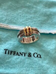 1995 Tiffany&Co. 18K Gold and Sterling Silver Atlas Groove Ring