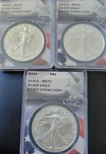 3 - ANACS MS-70 SILVER EAGLES FIRST STRIKE FLAG LABELS 2023