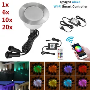 Controller WiFi 61 mm RGB + bianco caldo LED luce da incasso a pavimento lampada esterna punti di installazione - Foto 1 di 17