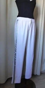 CLAUDIE PIERLOT Fließende Hose Viskose weiß Seitenstreifen Lurex silber 40 - Bild 1 von 12