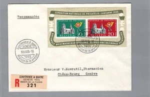 Suiza Bloque Número 15 Franqueo Individual Ginebra 1955 - Imagen 1 de 2