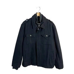 Michael Kors | Men's Size XL Black Single Breasted Wool Blend Pea Coat - Picture 1 of 9