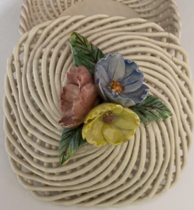 CERAMIC LIDDED DISH WITH FLORAL AND LEAF ACCENTS - Picture 1 of 9