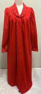 Vintage Red SHADOWLINE Button Long Velour Robe Embroidery Collar & Cuff SZ M - Picture 1 of 13