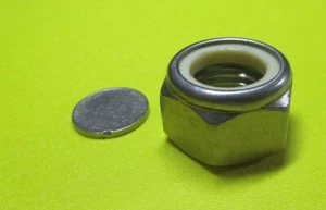 A2 18-8 Stainless RH Metric Hex Lock Nut, M20 x 2.5 x 30mm W x 20mm H, 5 Pcs - Picture 1 of 12
