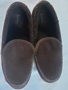 L.L. Bean ID301052 Brown Suede Mountain Slipper Fleece Lined Slip On Men's 12 M - Picture 1 of 8