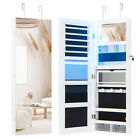Led Mirror Jewelry Cabinet Wall/door Mounted Lockable Organizer W/ 2 Drawers