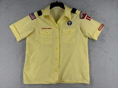Boy Scouts of America Shirt Women Large Yellow Short Sleeve Polyester READ - Image 1 of 4