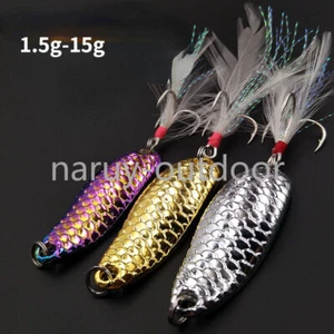 10PCS Metal Spoon Fishing Lures Scale Pattern Stream Freshwater Bass Pike Trout - Picture 1 of 8