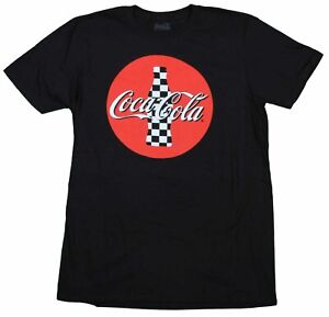 Coca-Cola Classic Checkered Racing Vintage Black Logo 80's 90's T-Shirt Tee New