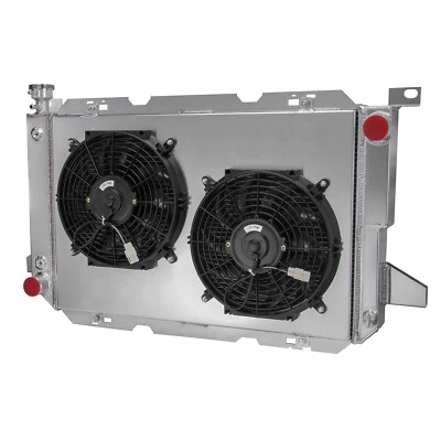 4 RowS Radiator+Shroud+2x12" Fans FIT 1985-1997 Ford F150/F250 F350 Bronco V8 Foto 1 de 4