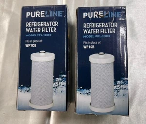 2 PURELINE Refrigerator Water Filters Part # PL-1000 Replaces WF1CB. NEW Sealed - Picture 1 of 6