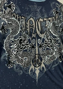 FLUX Boys Teens 14 T Shirts Blue Silver Asian Dragon Crew Graphic Logo Cotton - Picture 1 of 8