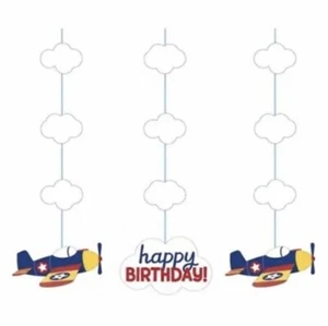 Lil Flyer Airplane Happy Birthday Hanging Cutout Decorations 3 Pack 36" Paper - Picture 1 of 1