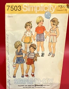 Simplicity 7503; ©1976; Simple-To-Sew Toddlers Pullover Top, Halter-Top, Skirt - Picture 1 of 1
