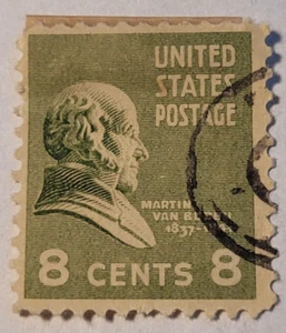 VINTAGE ~ US-Briefmarke ~ Martin Van Buren ~ 8 ¢ grüne Briefmarke ~ um 1938 ~ N31 - Bild 1 von 6