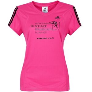 Adidas Qr Event Ladies Running Sports T-Shirt Top Berlin Marathon Pink/Black